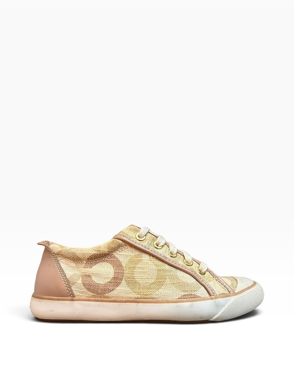 Coach Womenβs Beige Barrett Signature Sneakers Shoes Size 7